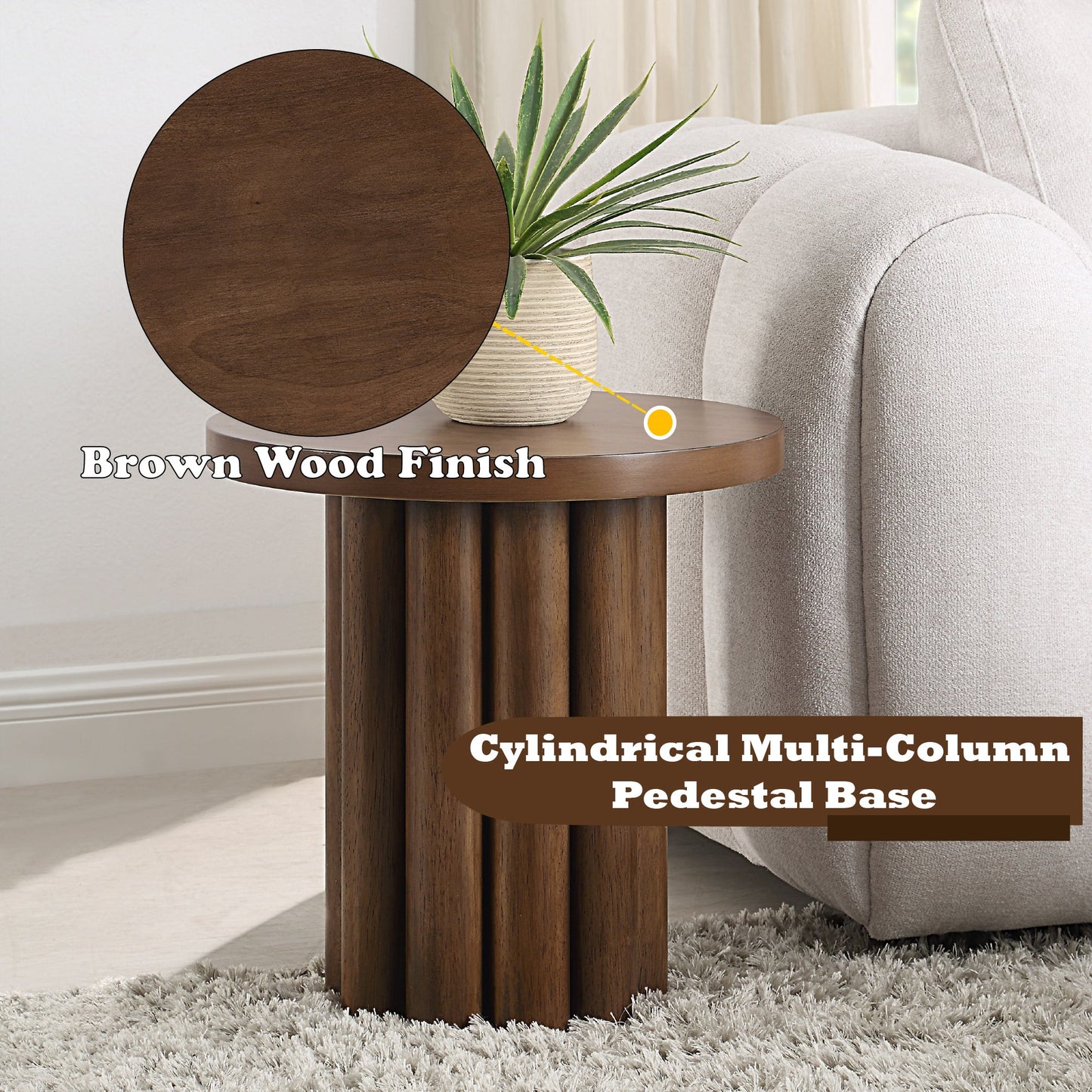 Sanat Brown Finish End Table (Assembled) - 1st Choice Furniture Direct