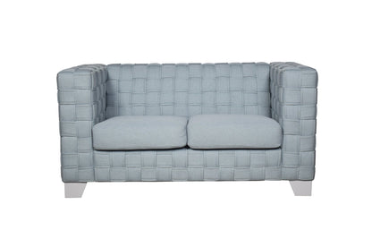 Saree Light Teal Chenille & White Finish Loveseat - 1st Choice Furniture Direct