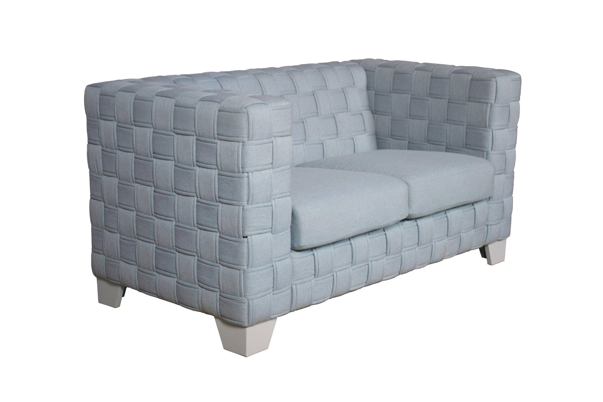 Saree Light Teal Chenille & White Finish Loveseat - 1st Choice Furniture Direct