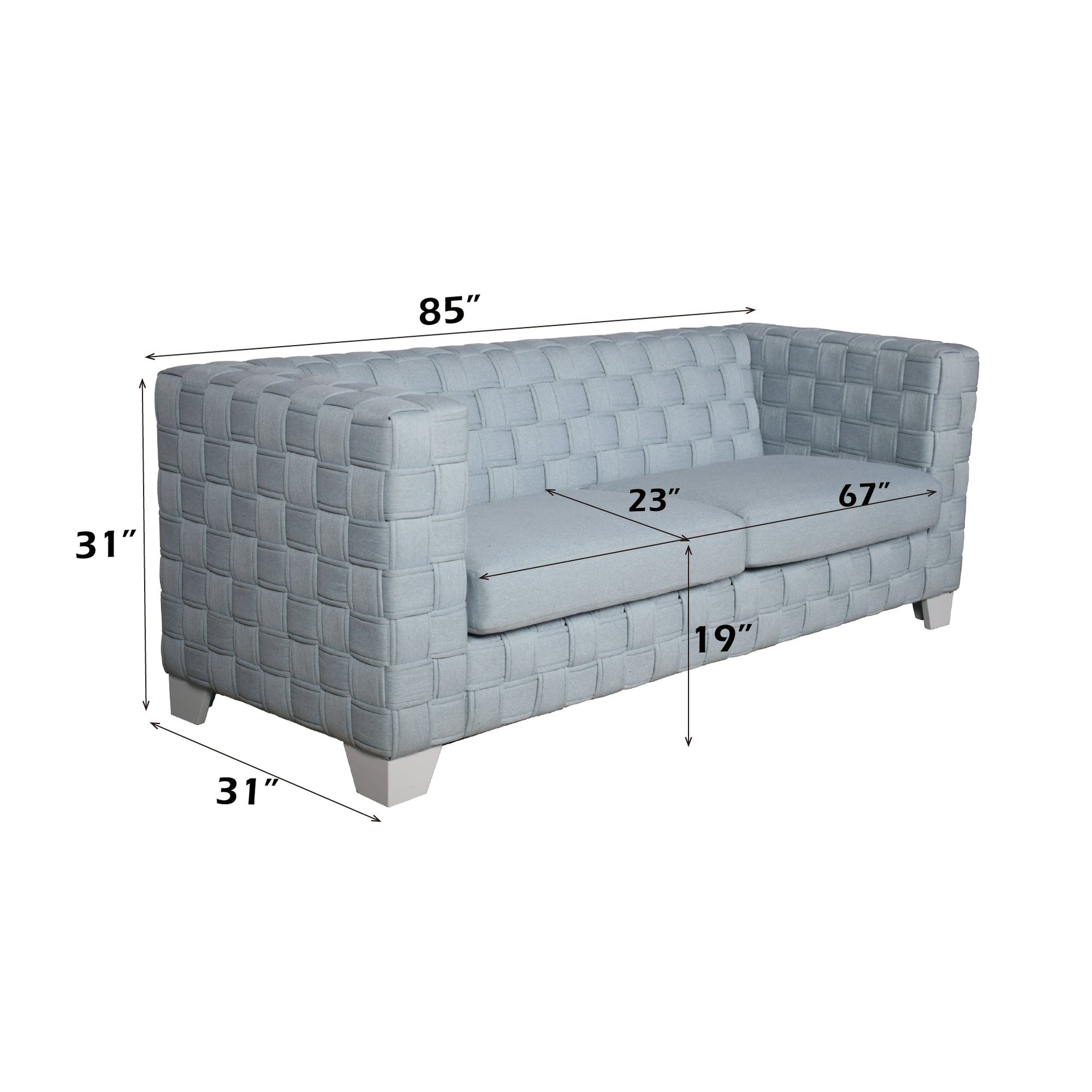 Saree Light Teal Chenille & White Finish Sofa - 1st Choice Furniture Direct