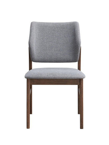 Sarha Light Gray Fabric & Walnut Finish Side Chair ( Set of 2) - 1st Choice Furniture Direct