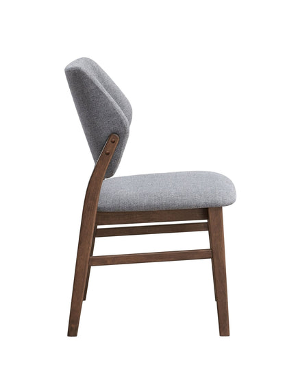 Sarha Light Gray Fabric & Walnut Finish Side Chair ( Set of 2) - 1st Choice Furniture Direct