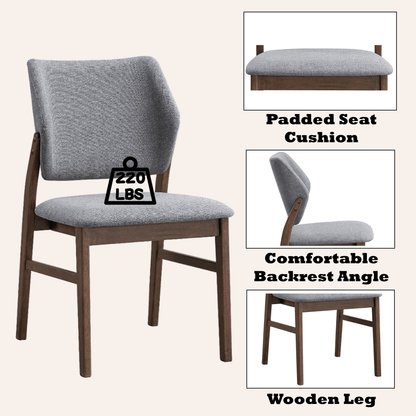 Sarha Light Gray Fabric & Walnut Finish Side Chair (Set of 2) - 1st Choice Furniture Direct