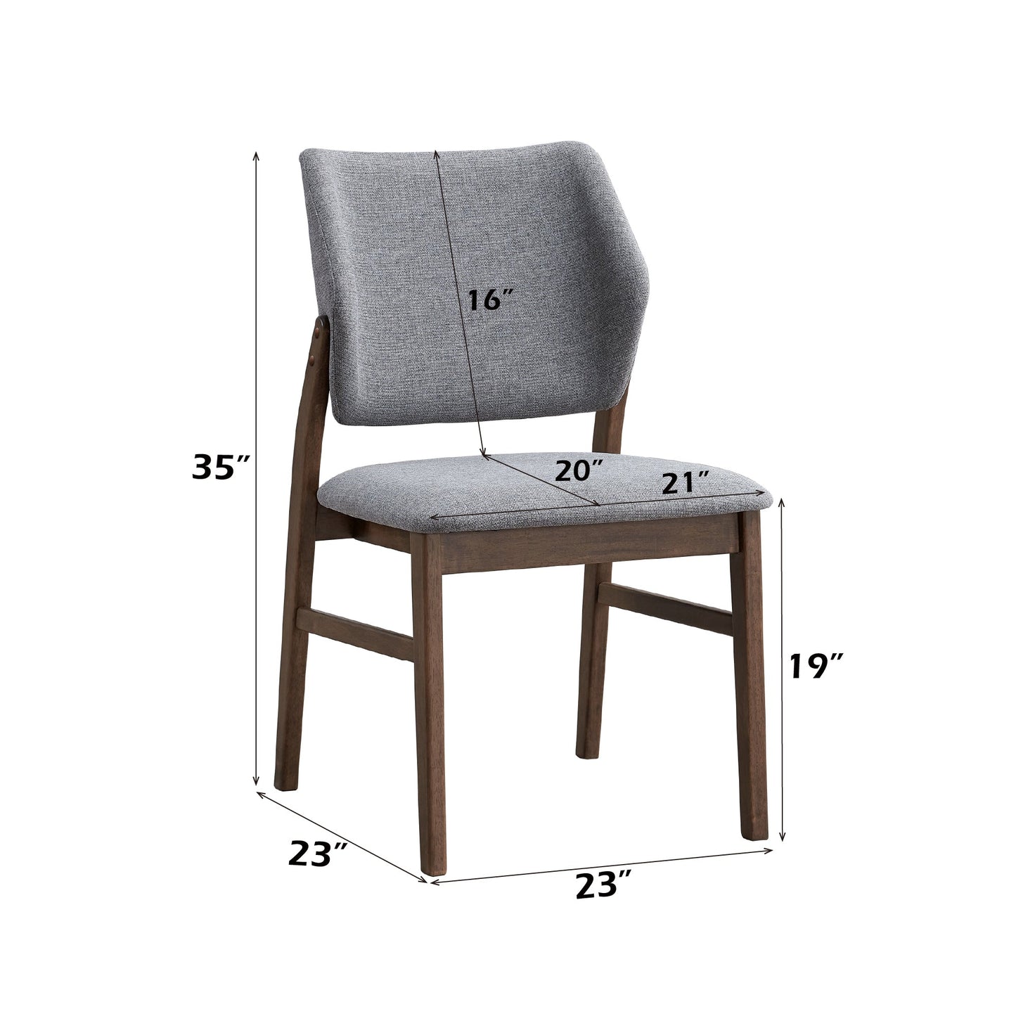 Sarha Light Gray Fabric & Walnut Finish Side Chair ( Set of 2) - 1st Choice Furniture Direct