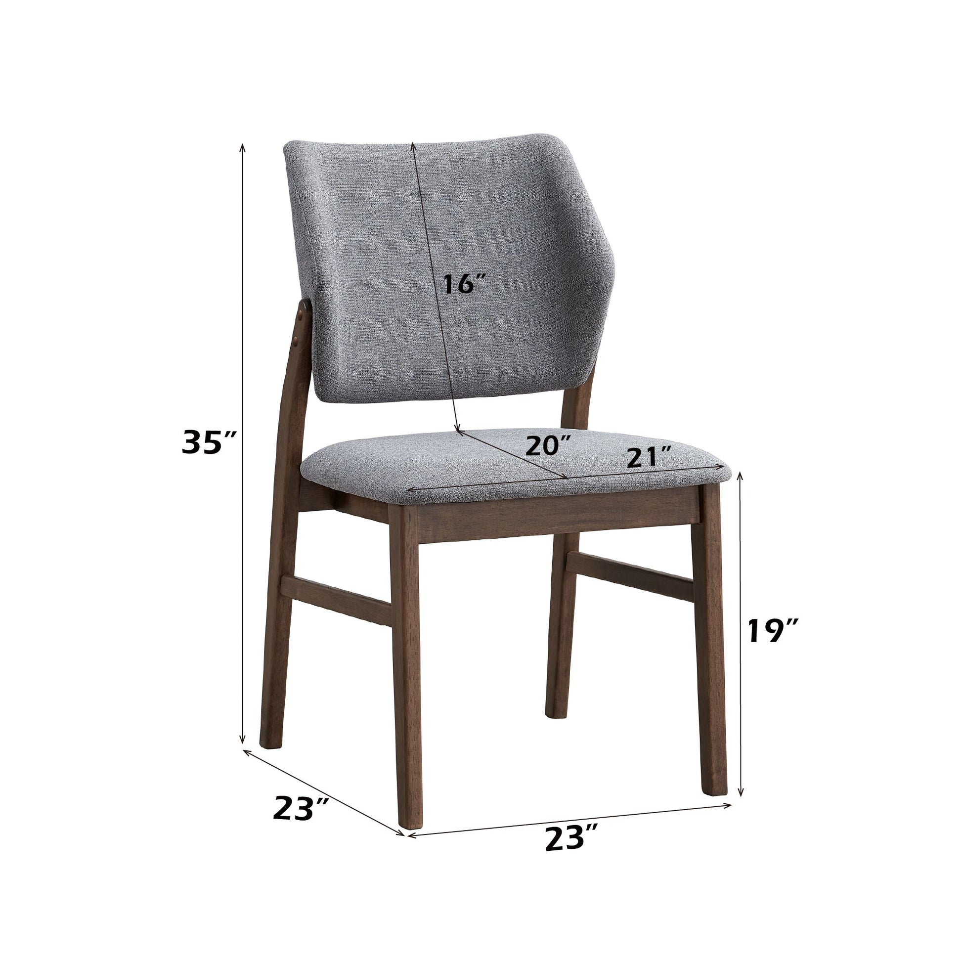 Sarha Light Gray Fabric & Walnut Finish Side Chair ( Set of 2) - 1st Choice Furniture Direct