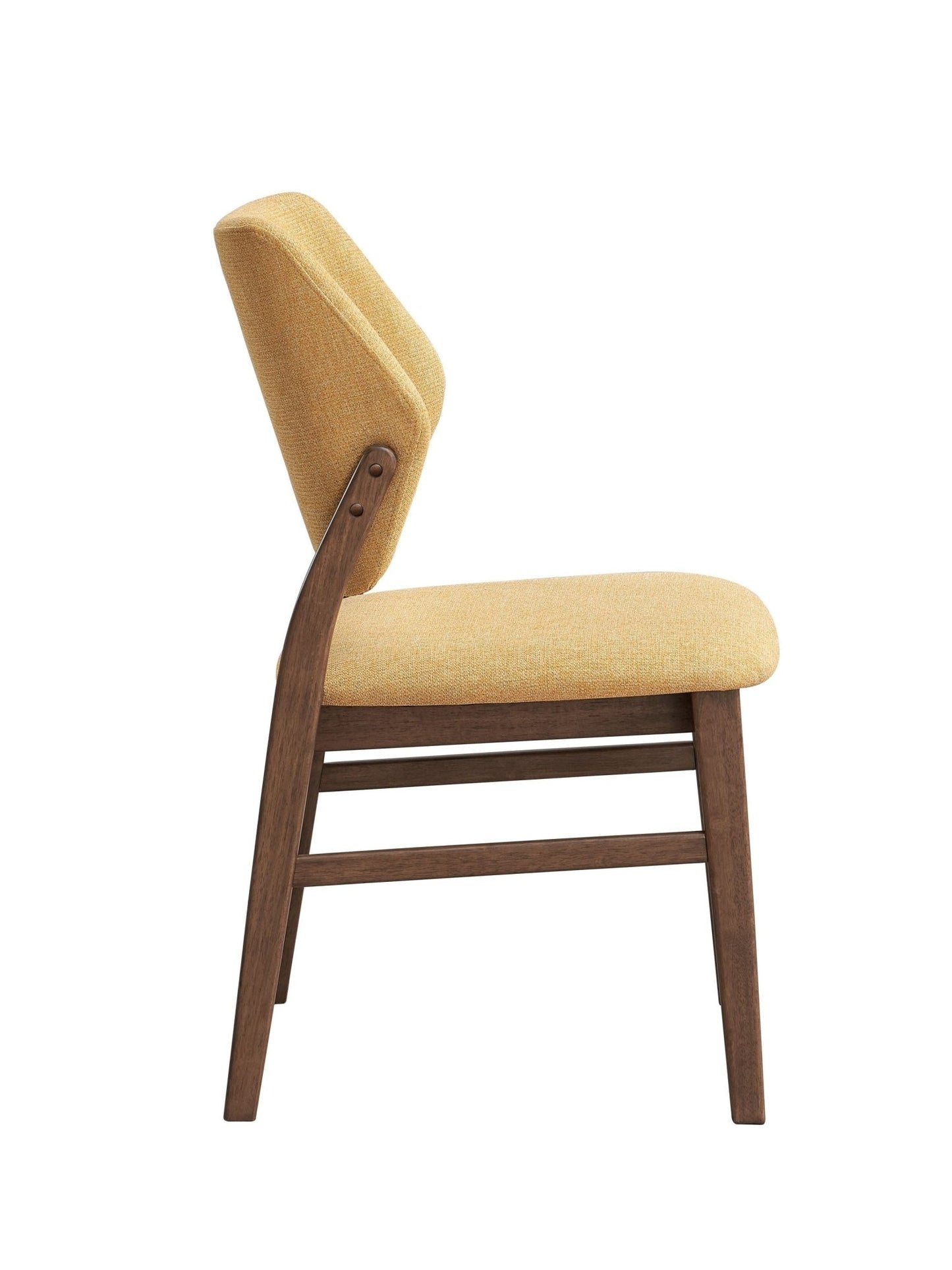 Sarha Mid-Century Modern 5-Piece Dining Set in Walnut Finish with Yellow Upholstered Chairs - 1st Choice Furniture Direct