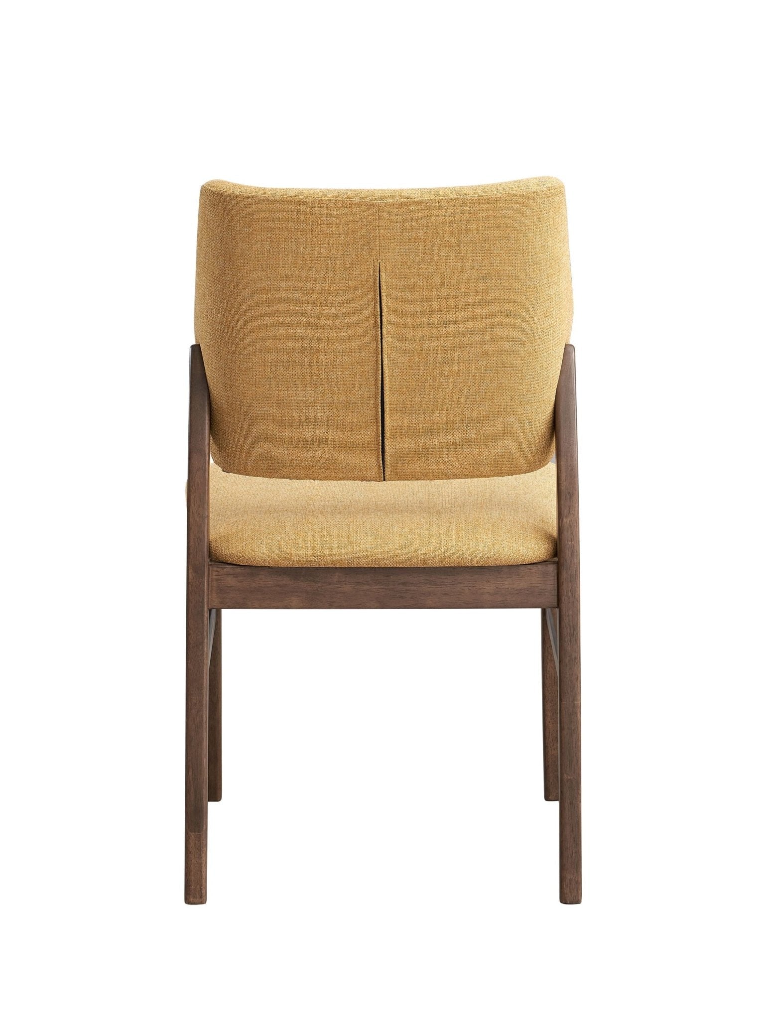 Sarha Mid-Century Modern 5-Piece Dining Set in Walnut Finish with Yellow Upholstered Chairs - 1st Choice Furniture Direct