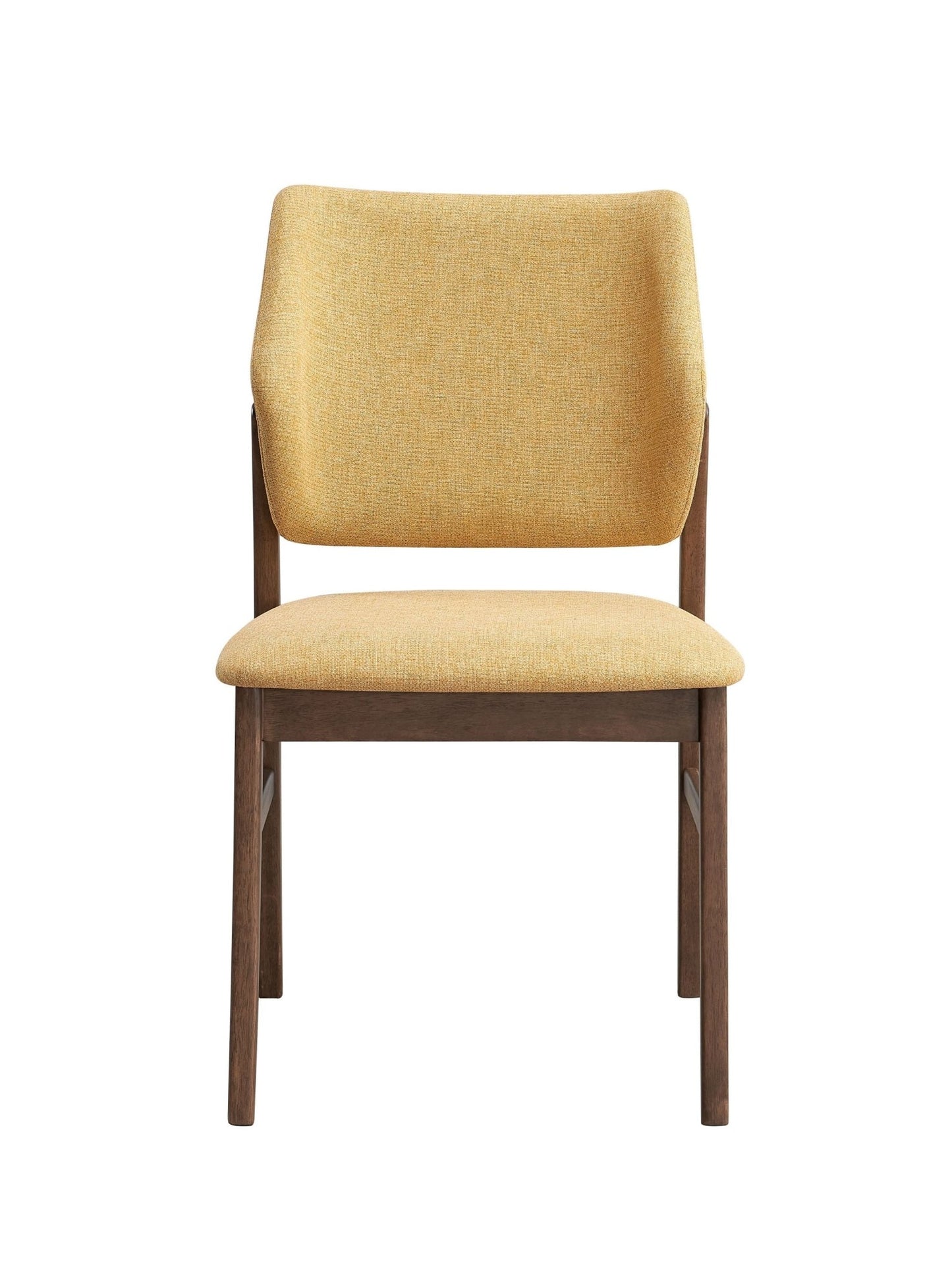 Sarha Mid-Century Modern 5-Piece Dining Set in Walnut Finish with Yellow Upholstered Chairs - 1st Choice Furniture Direct