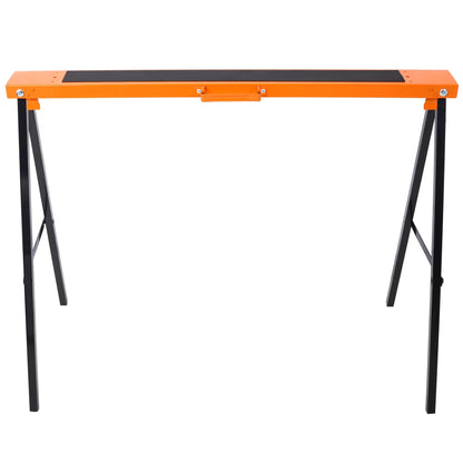 Saw Horses 2 Pack, Folding Portable Work Horse with Fast Open Legs, Convenient Handle, Heavy Duty Steel Sawhorse for Garage, Workshop, Fully Assembled,orange+black color - 1st Choice Furniture Direct