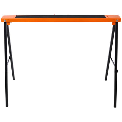 Saw Horses 2 Pack, Folding Portable Work Horse with Fast Open Legs, Convenient Handle, Heavy Duty Steel Sawhorse for Garage, Workshop, Fully Assembled,orange+black color - 1st Choice Furniture Direct