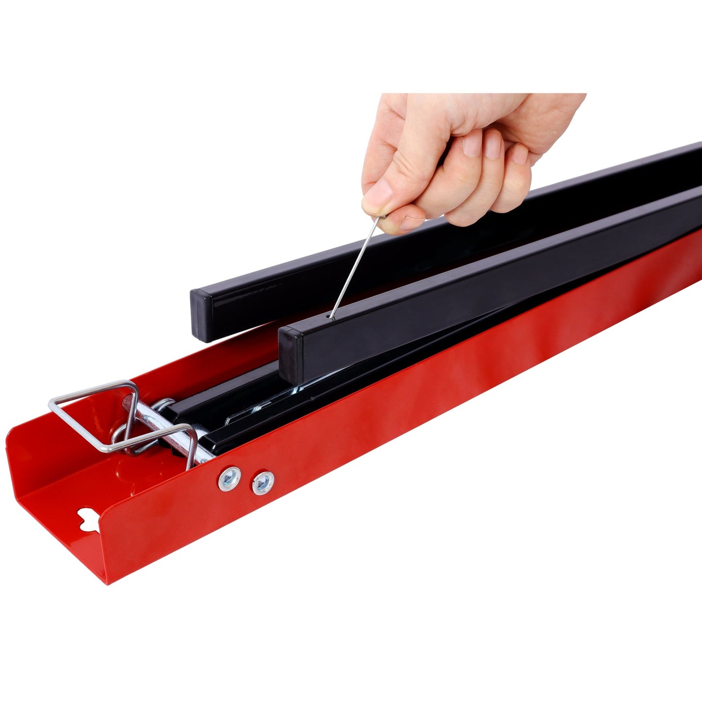 Saw Horses 2 Pack, Folding Portable Work Horse with Fast Open Legs, Convenient Handle, Heavy Duty Steel Sawhorse for Garage, Workshop, Fully Assembled,red+black color - 1st Choice Furniture Direct