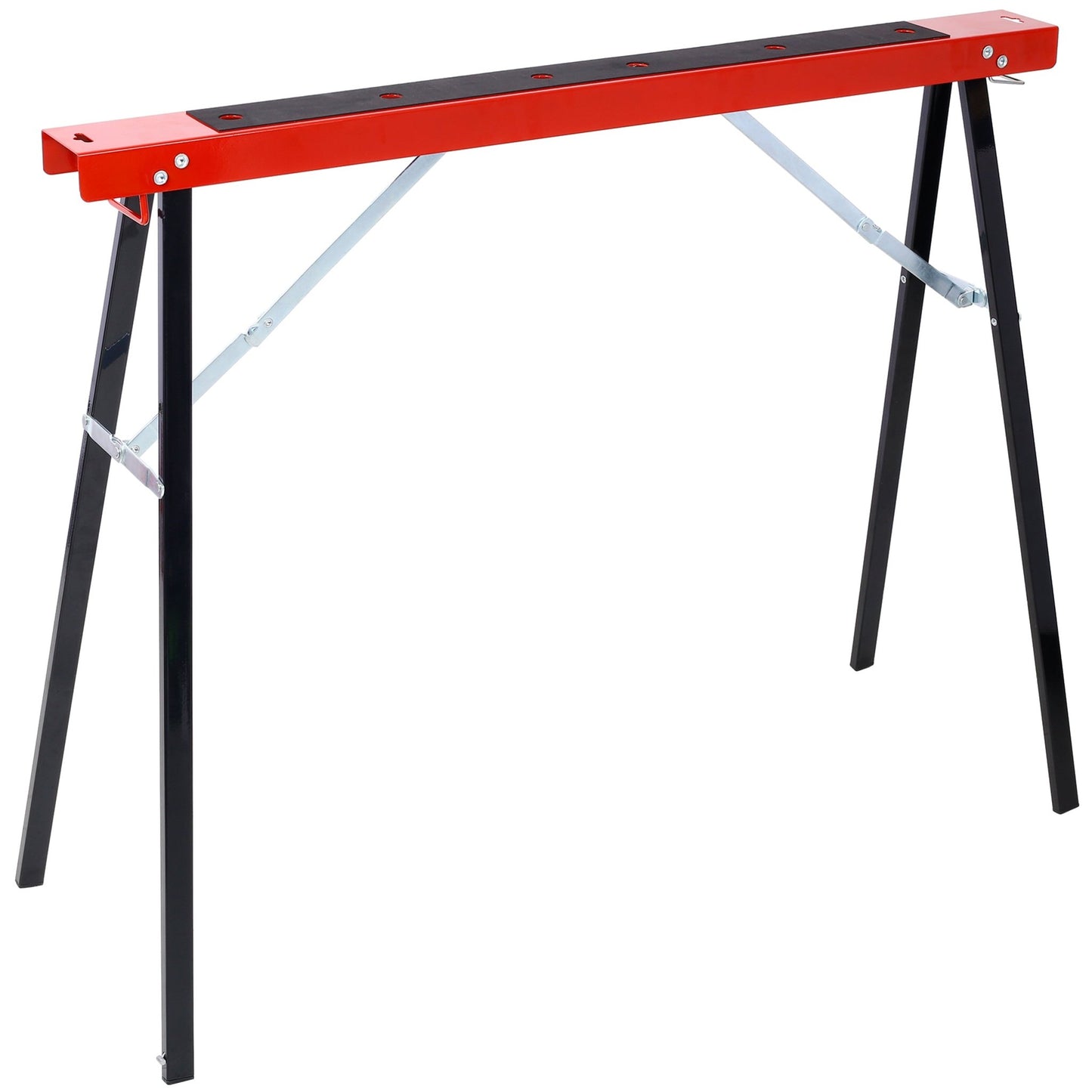 Saw Horses 2 Pack, Folding Portable Work Horse with Fast Open Legs, Convenient Handle, Heavy Duty Steel Sawhorse for Garage, Workshop, Fully Assembled,red+black color - 1st Choice Furniture Direct