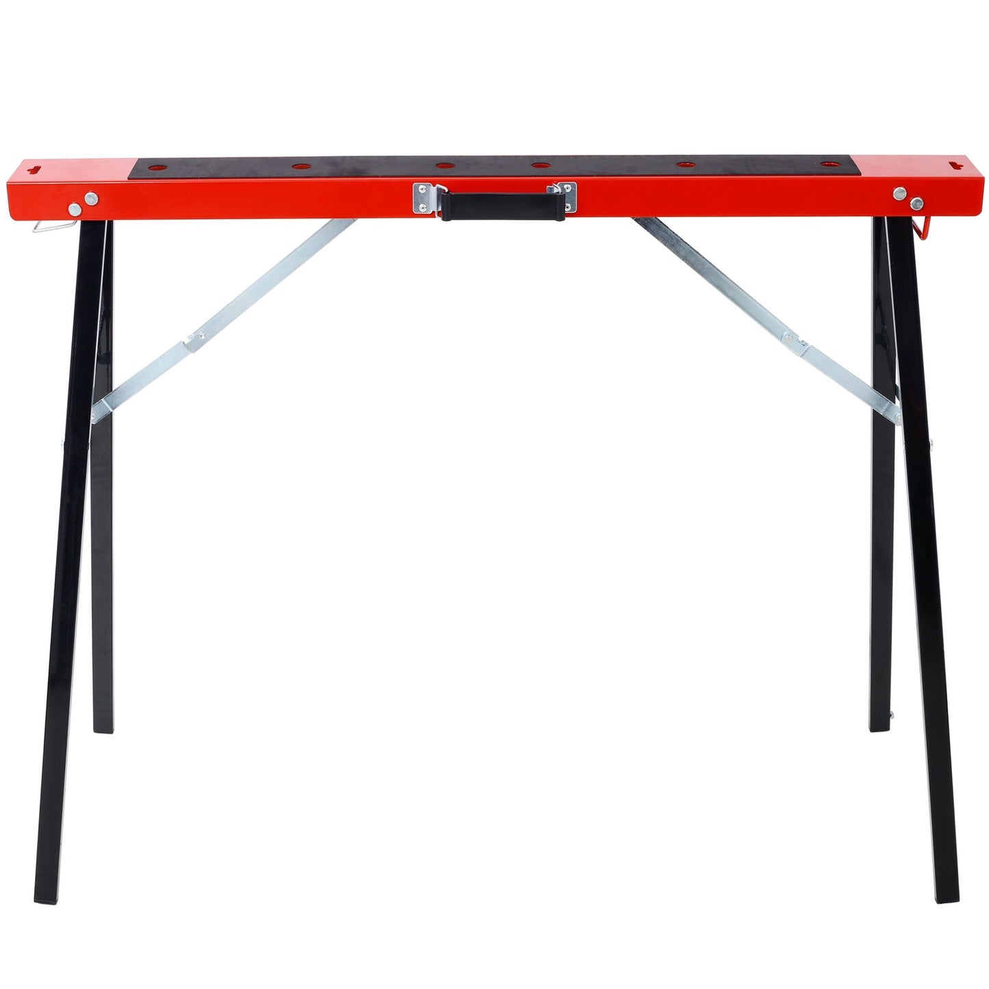 Saw Horses 2 Pack, Folding Portable Work Horse with Fast Open Legs, Convenient Handle, Heavy Duty Steel Sawhorse for Garage, Workshop, Fully Assembled,red+black color - 1st Choice Furniture Direct