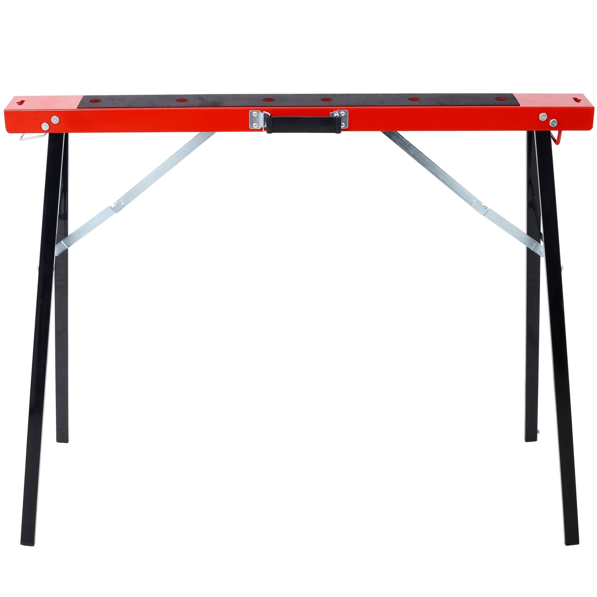 Saw Horses 2 Pack, Folding Portable Work Horse with Fast Open Legs, Convenient Handle, Heavy Duty Steel Sawhorse for Garage, Workshop, Fully Assembled,red+black color - 1st Choice Furniture Direct