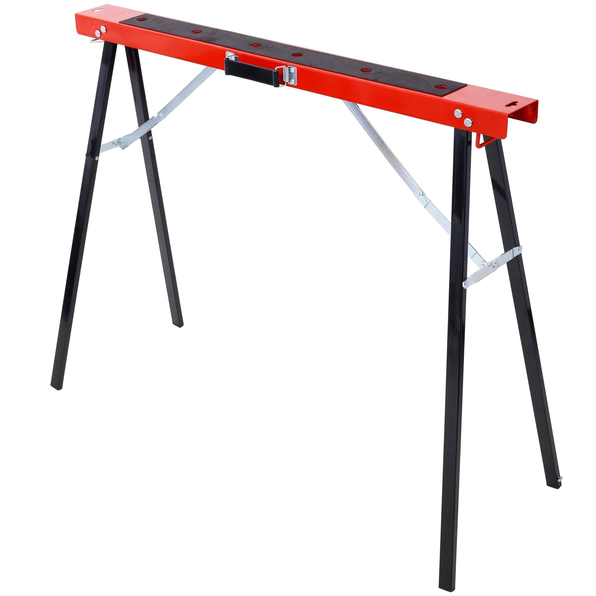 Saw Horses 2 Pack, Folding Portable Work Horse with Fast Open Legs, Convenient Handle, Heavy Duty Steel Sawhorse for Garage, Workshop, Fully Assembled,red+black color - 1st Choice Furniture Direct