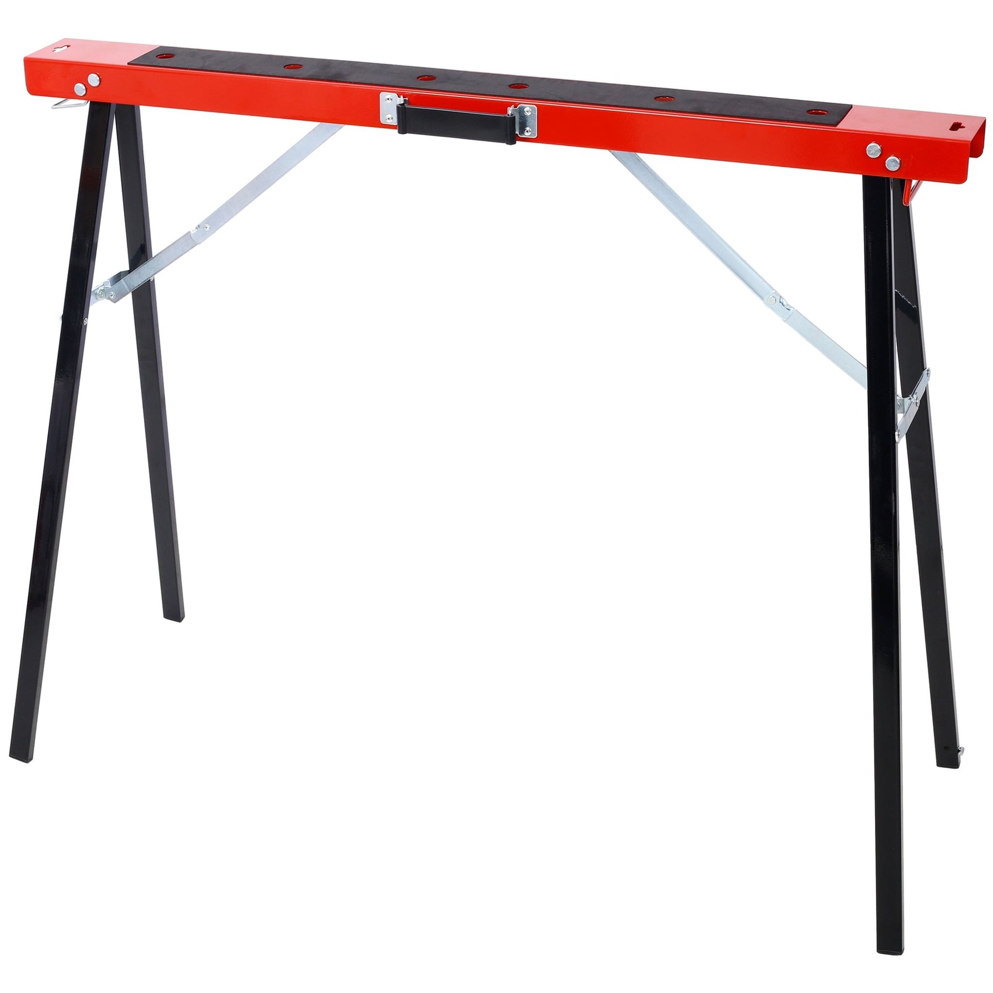 Saw Horses 2 Pack, Folding Portable Work Horse with Fast Open Legs, Convenient Handle, Heavy Duty Steel Sawhorse for Garage, Workshop, Fully Assembled,red+black color - 1st Choice Furniture Direct