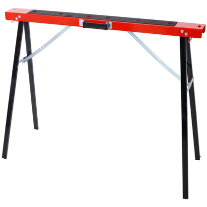 Saw Horses 2 Pack, Folding Portable Work Horse with Fast Open Legs, Convenient Handle, Heavy Duty Steel Sawhorse for Garage, Workshop, Fully Assembled,red+black color - 1st Choice Furniture Direct