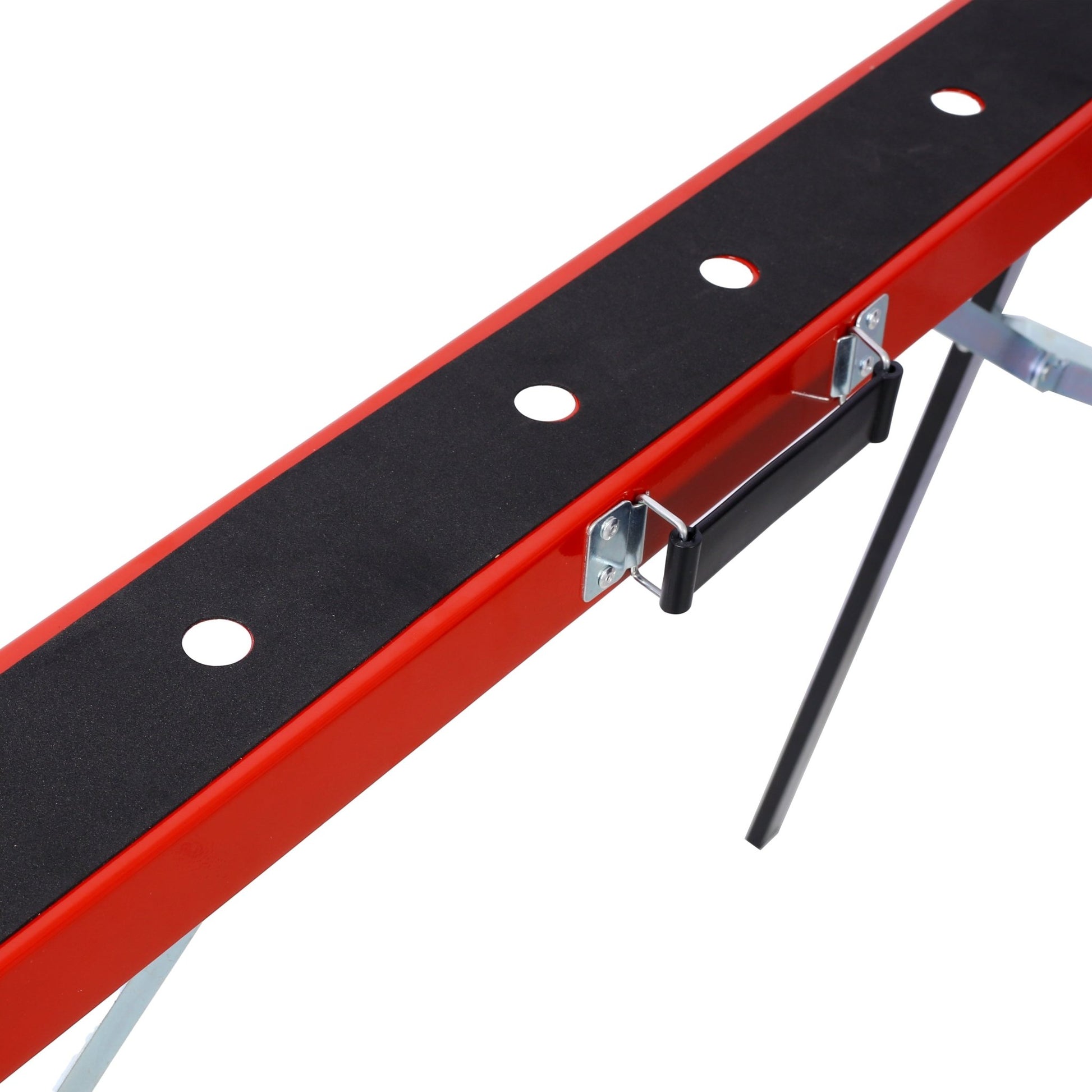 Saw Horses 2 Pack, Folding Portable Work Horse with Fast Open Legs, Convenient Handle, Heavy Duty Steel Sawhorse for Garage, Workshop, Fully Assembled,red+black color - 1st Choice Furniture Direct