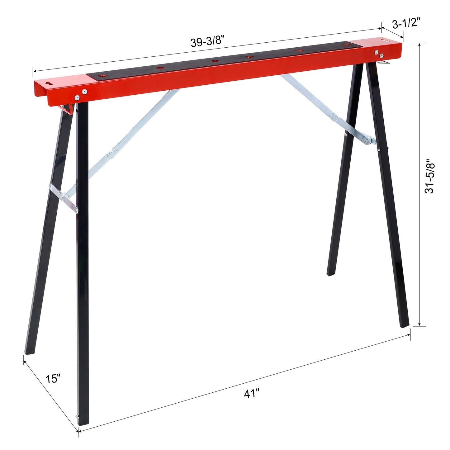 Saw Horses 2 Pack, Folding Portable Work Horse with Fast Open Legs, Convenient Handle, Heavy Duty Steel Sawhorse for Garage, Workshop, Fully Assembled,red+black color - 1st Choice Furniture Direct