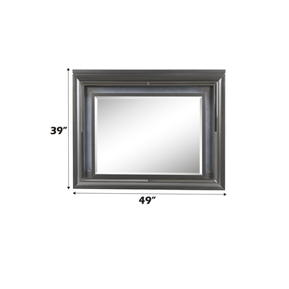 Sawyer Metallic Gray Finish Mirror W/Led - 1st Choice Furniture Direct