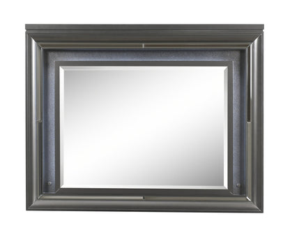 Sawyer Metallic Gray Finish Mirror W/Led - 1st Choice Furniture Direct