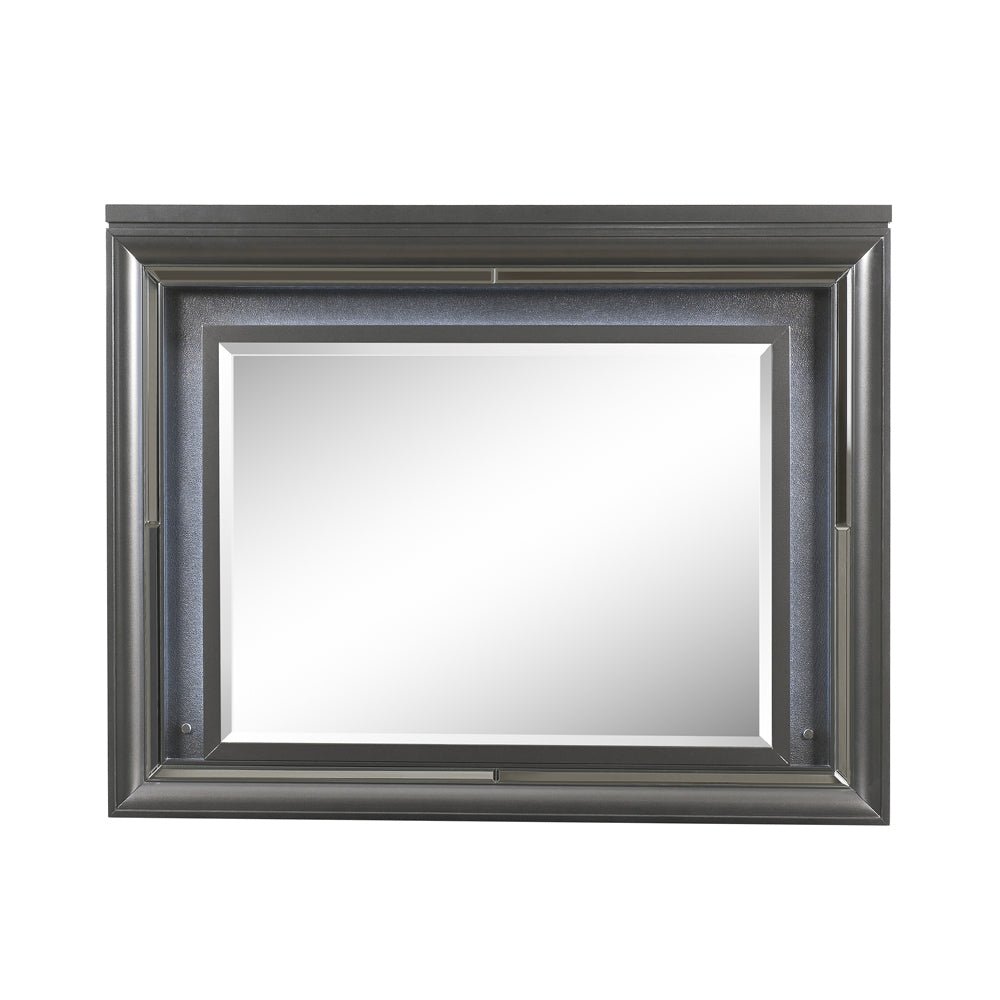 Sawyer Metallic Gray Finish Mirror W/Led - 1st Choice Furniture Direct