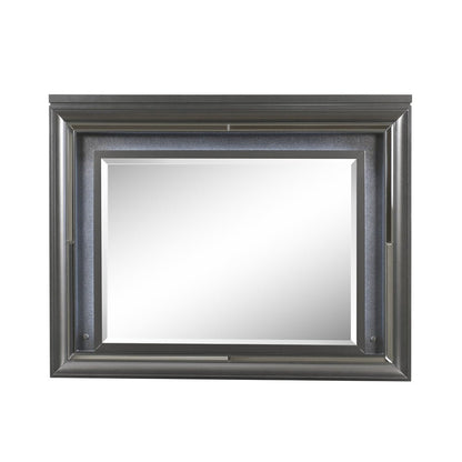 Sawyer Metallic Gray Finish Mirror W/Led - 1st Choice Furniture Direct
