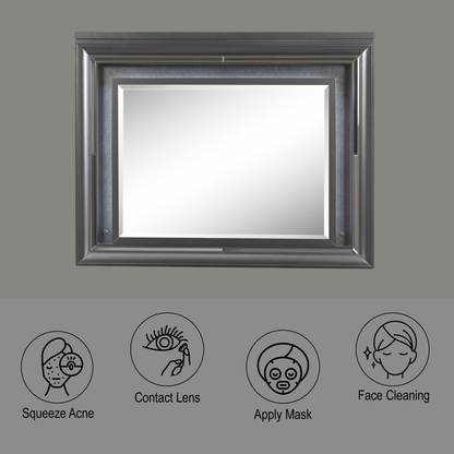 Sawyer Metallic Gray Finish Mirror W/Led - 1st Choice Furniture Direct