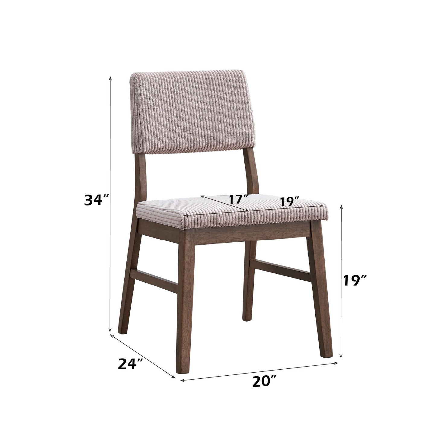 Seda Dusty Mauve Corduroy & Walnut Finish Side Chair (Set of 2) - 1st Choice Furniture Direct