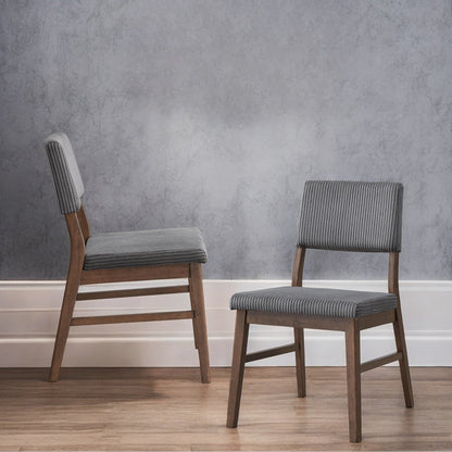 Seda Gray Corduroy & Walnut Finish Side Chair (Set of 2) - 1st Choice Furniture Direct
