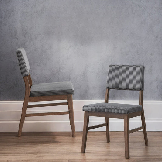 Seda Gray Corduroy & Walnut Finish Side Chair (Set of 2) - 1st Choice Furniture Direct