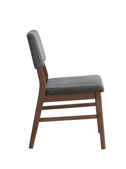 Seda Gray Corduroy & Walnut Finish Side Chair (Set of 2) - 1st Choice Furniture Direct