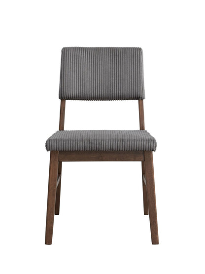 Seda Gray Corduroy & Walnut Finish Side Chair (Set of 2) - 1st Choice Furniture Direct