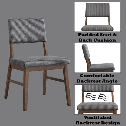 Seda Gray Corduroy & Walnut Finish Side Chair (Set of 2) - 1st Choice Furniture Direct
