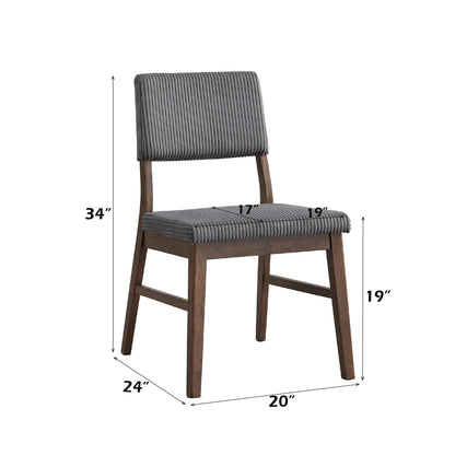 Seda Gray Corduroy & Walnut Finish Side Chair (Set of 2) - 1st Choice Furniture Direct