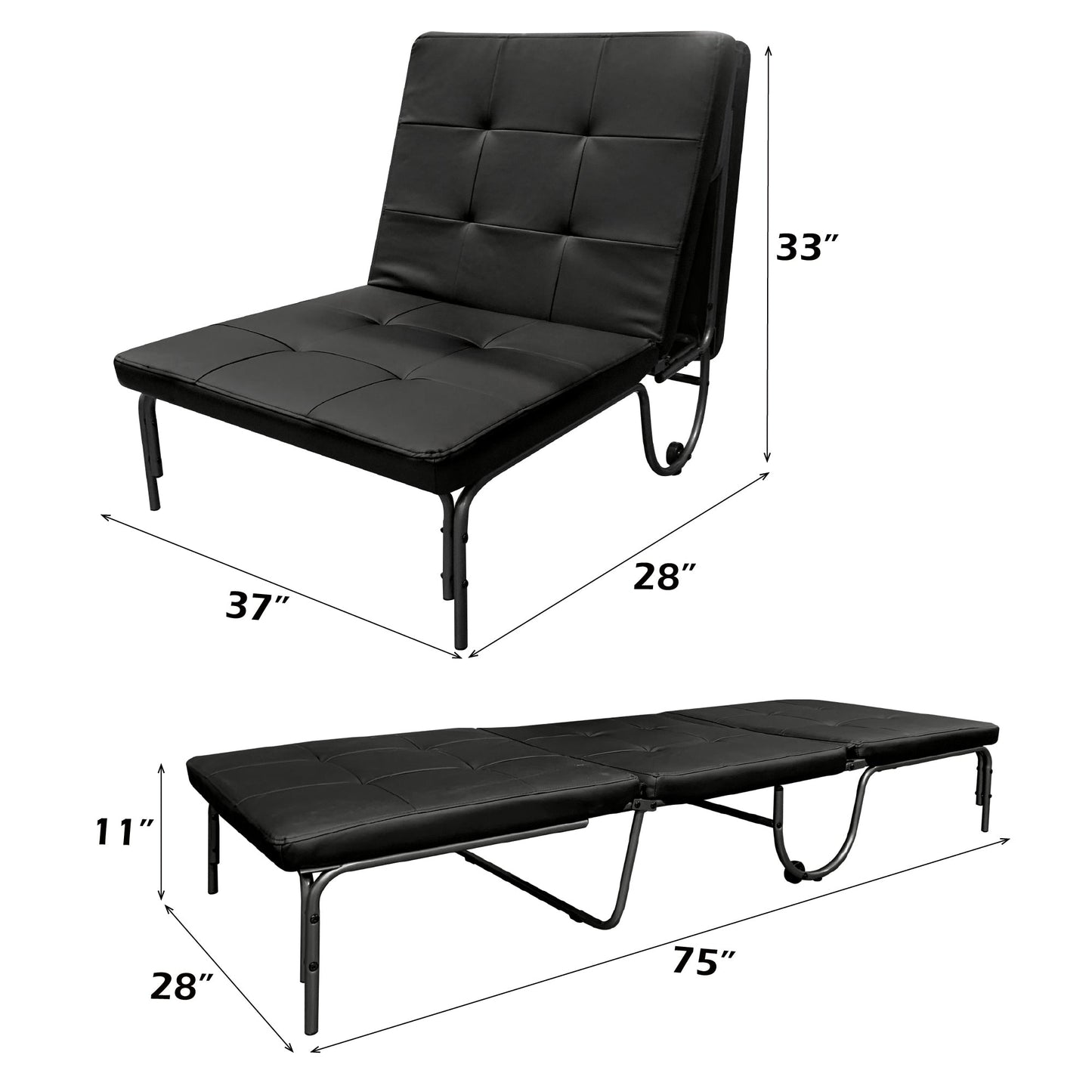 Senon Black Finish Adjustable Chair (Futon) - 1st Choice Furniture Direct