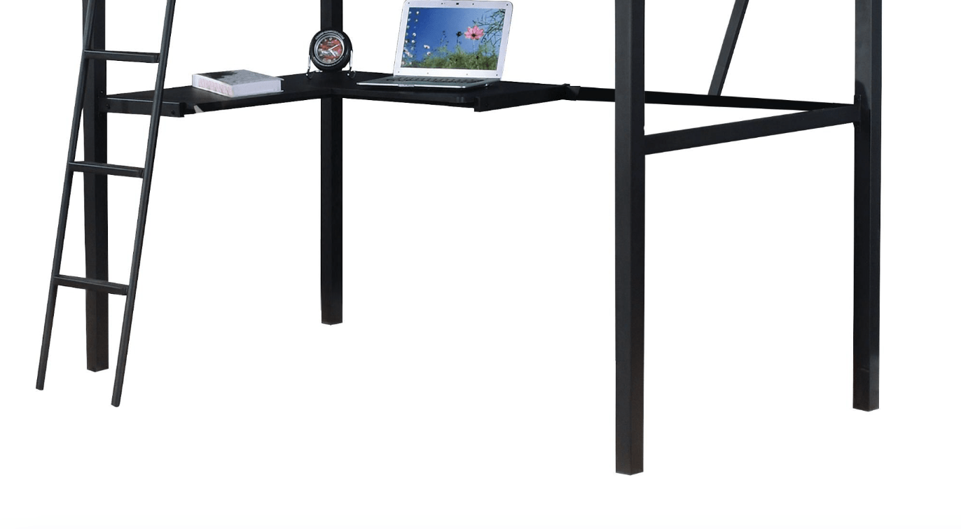 Senon Silver & Black Finish Twin Loft Bed W/Desk - 1st Choice Furniture Direct