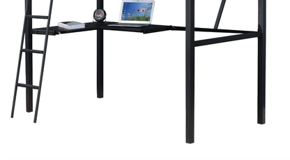 Senon Silver & Black Finish Twin Loft Bed W/Desk - 1st Choice Furniture Direct