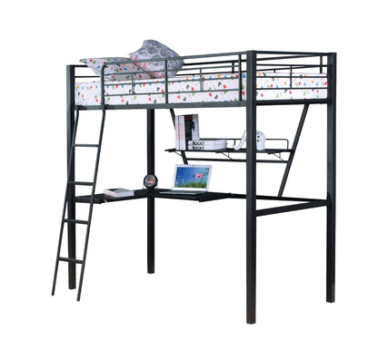 Senon Silver & Black Finish Twin Loft Bed W/Desk - 1st Choice Furniture Direct