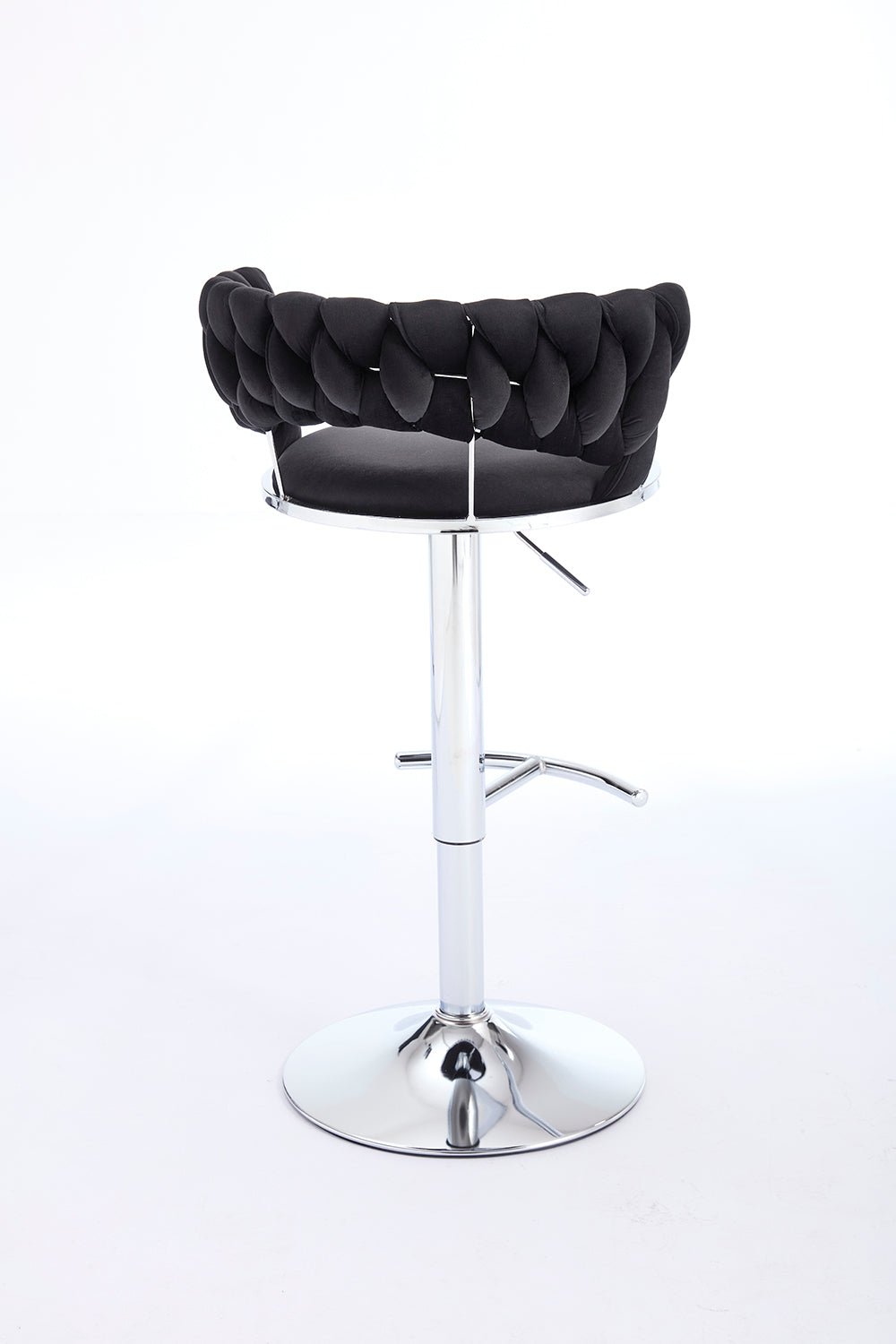 Set of 2 Bar Stools,with Chrome Footrest and Base Swivel Height Adjustable Mechanical Lifting Velvet + Chrome Leg Simple Bar Stool - BLACK - 1st Choice Furniture Direct