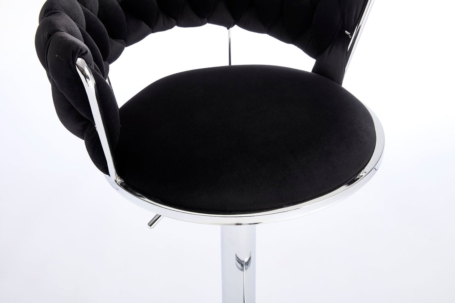 Set of 2 Bar Stools,with Chrome Footrest and Base Swivel Height Adjustable Mechanical Lifting Velvet + Chrome Leg Simple Bar Stool - BLACK - 1st Choice Furniture Direct
