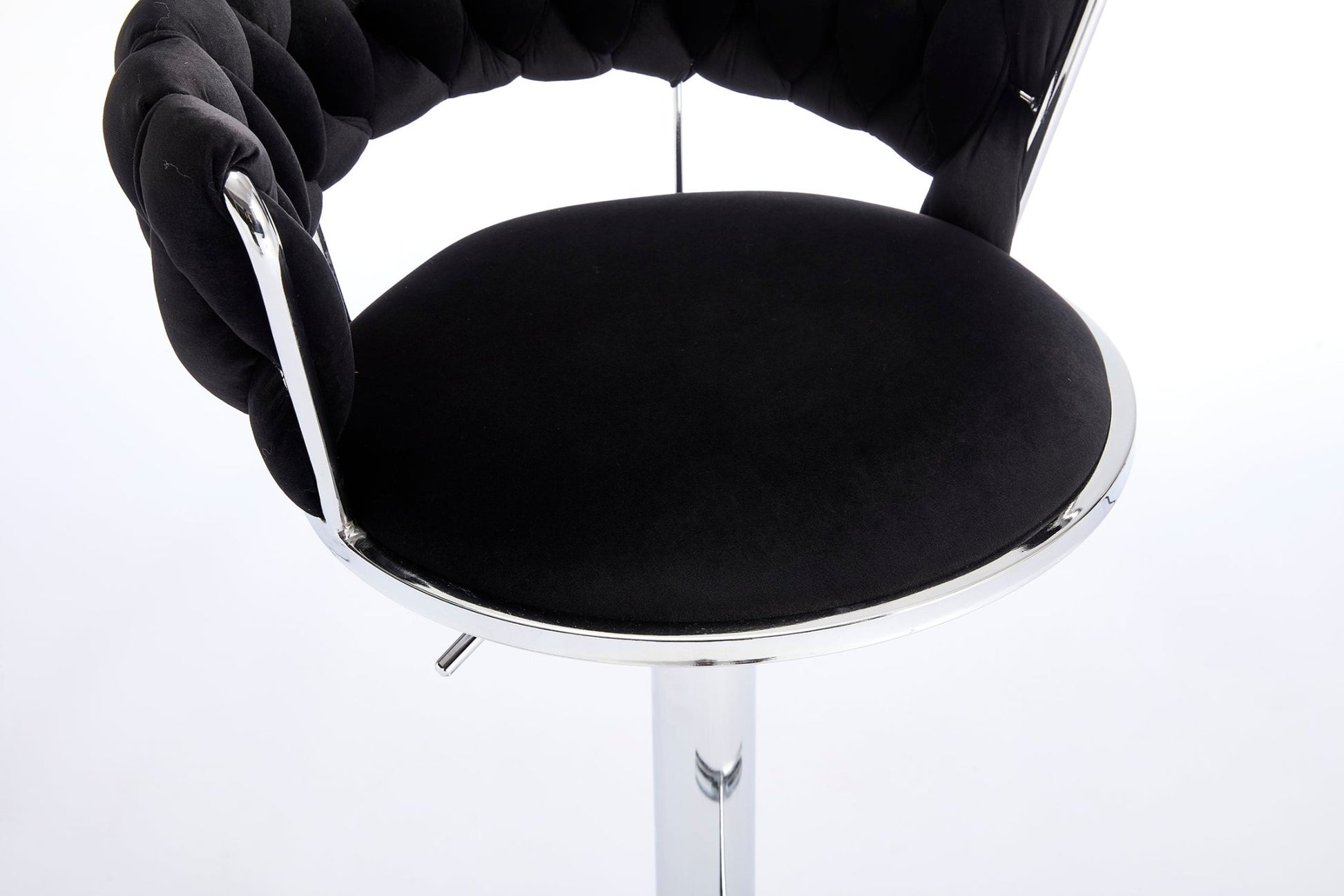 Set of 2 Bar Stools,with Chrome Footrest and Base Swivel Height Adjustable Mechanical Lifting Velvet + Chrome Leg Simple Bar Stool - BLACK - 1st Choice Furniture Direct