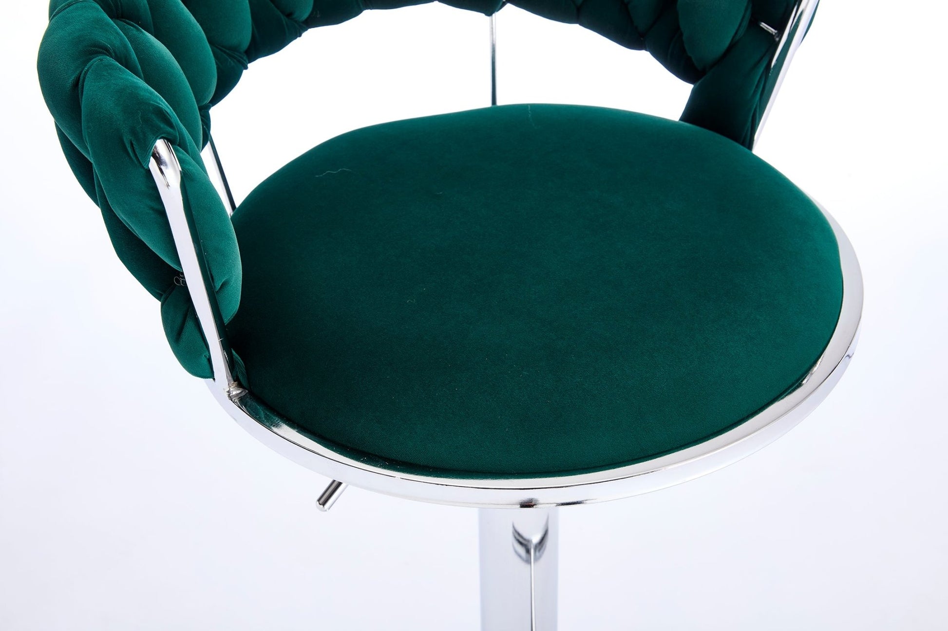 Set of 2 Bar Stools,with Chrome Footrest and Base Swivel Height Adjustable Mechanical Lifting Velvet + Chrome Leg Simple Bar Stool - GREEN - 1st Choice Furniture Direct