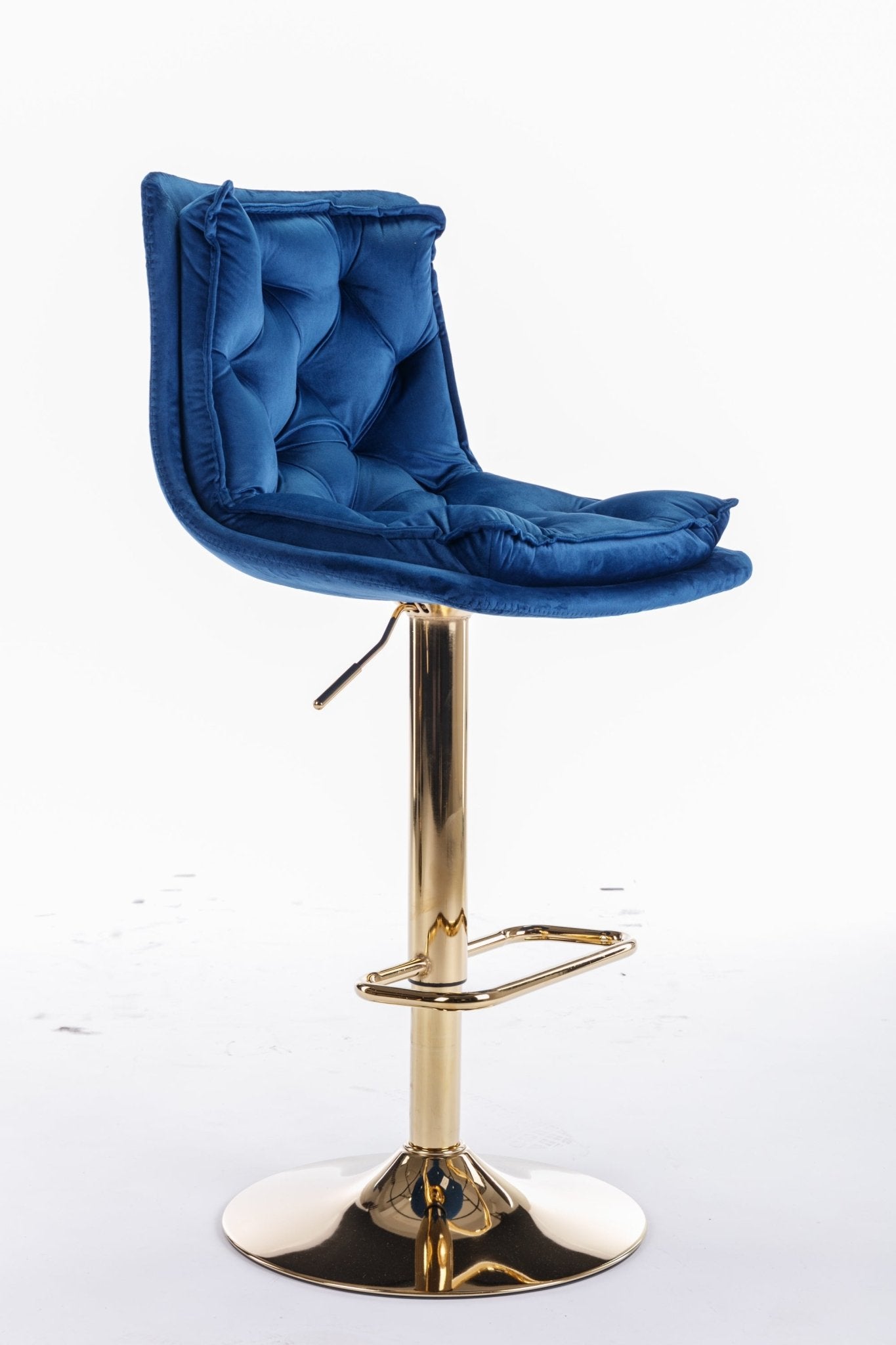 Set of 2 Bar Stools,with Chrome Footrest and Base Swivel Height Adjustable Mechanical Lifting Velvet + Golden Leg Simple Bar Stoo,blue - 1st Choice Furniture Direct