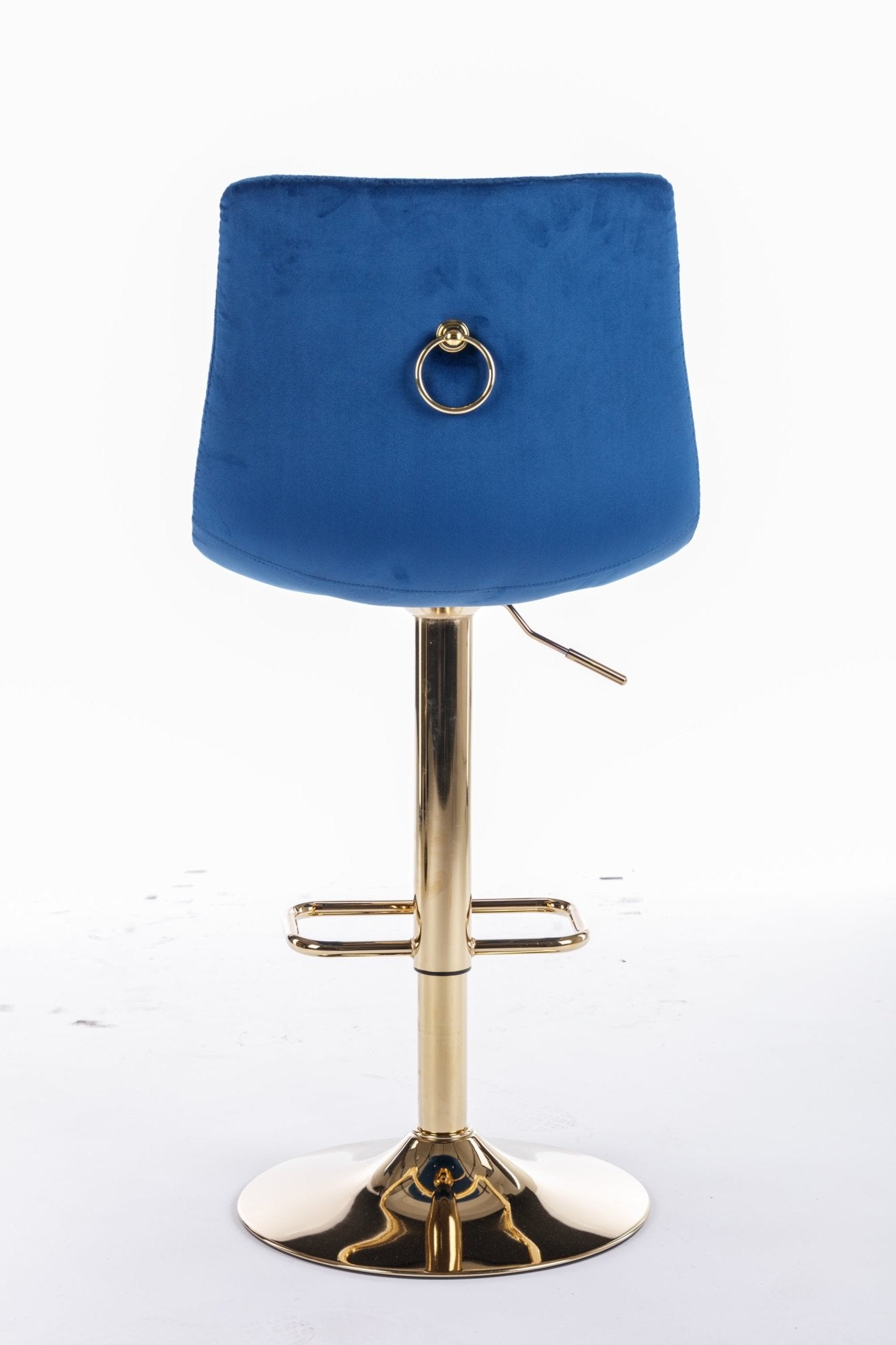 Set of 2 Bar Stools,with Chrome Footrest and Base Swivel Height Adjustable Mechanical Lifting Velvet + Golden Leg Simple Bar Stoo,blue - 1st Choice Furniture Direct