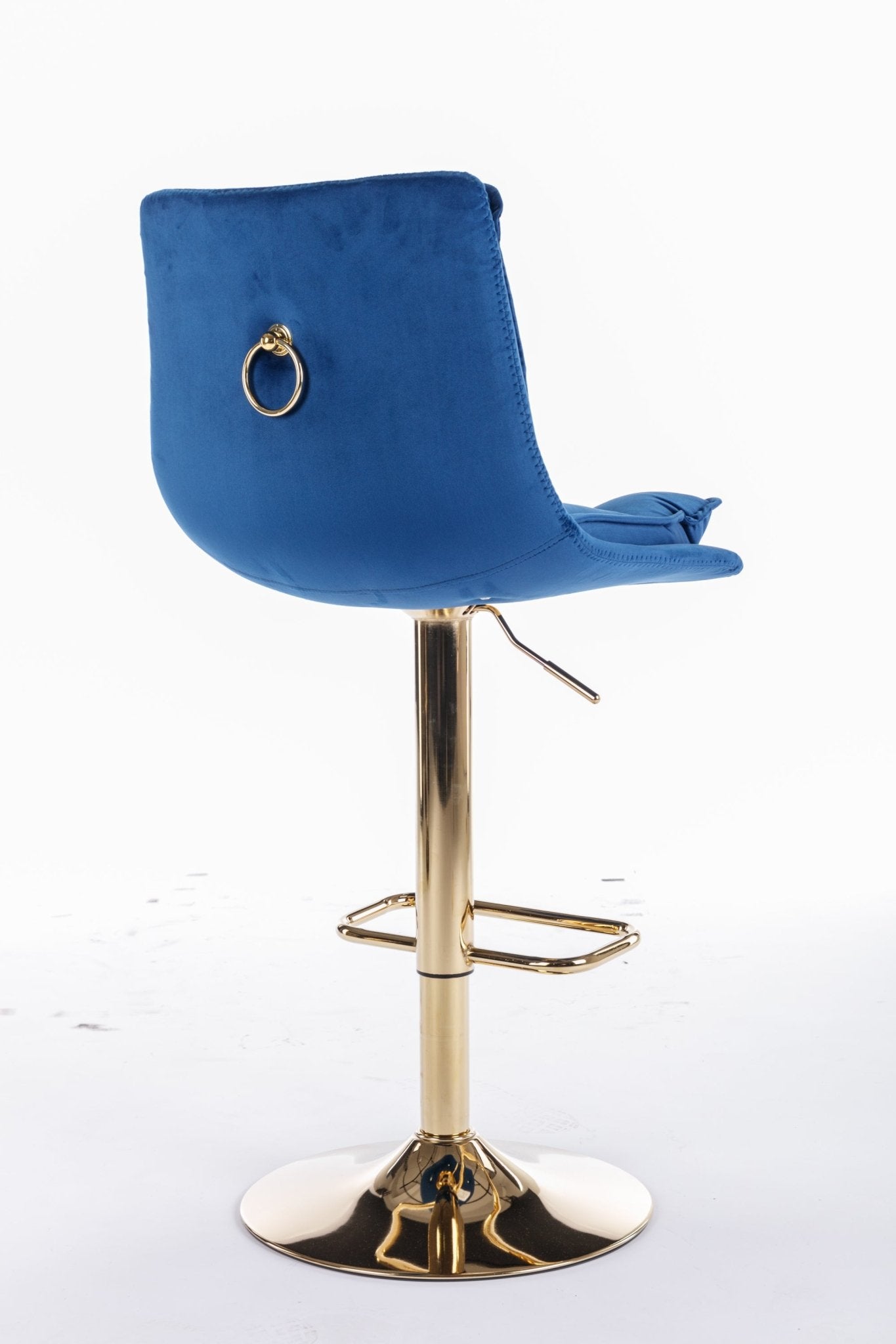 Set of 2 Bar Stools,with Chrome Footrest and Base Swivel Height Adjustable Mechanical Lifting Velvet + Golden Leg Simple Bar Stoo,blue - 1st Choice Furniture Direct