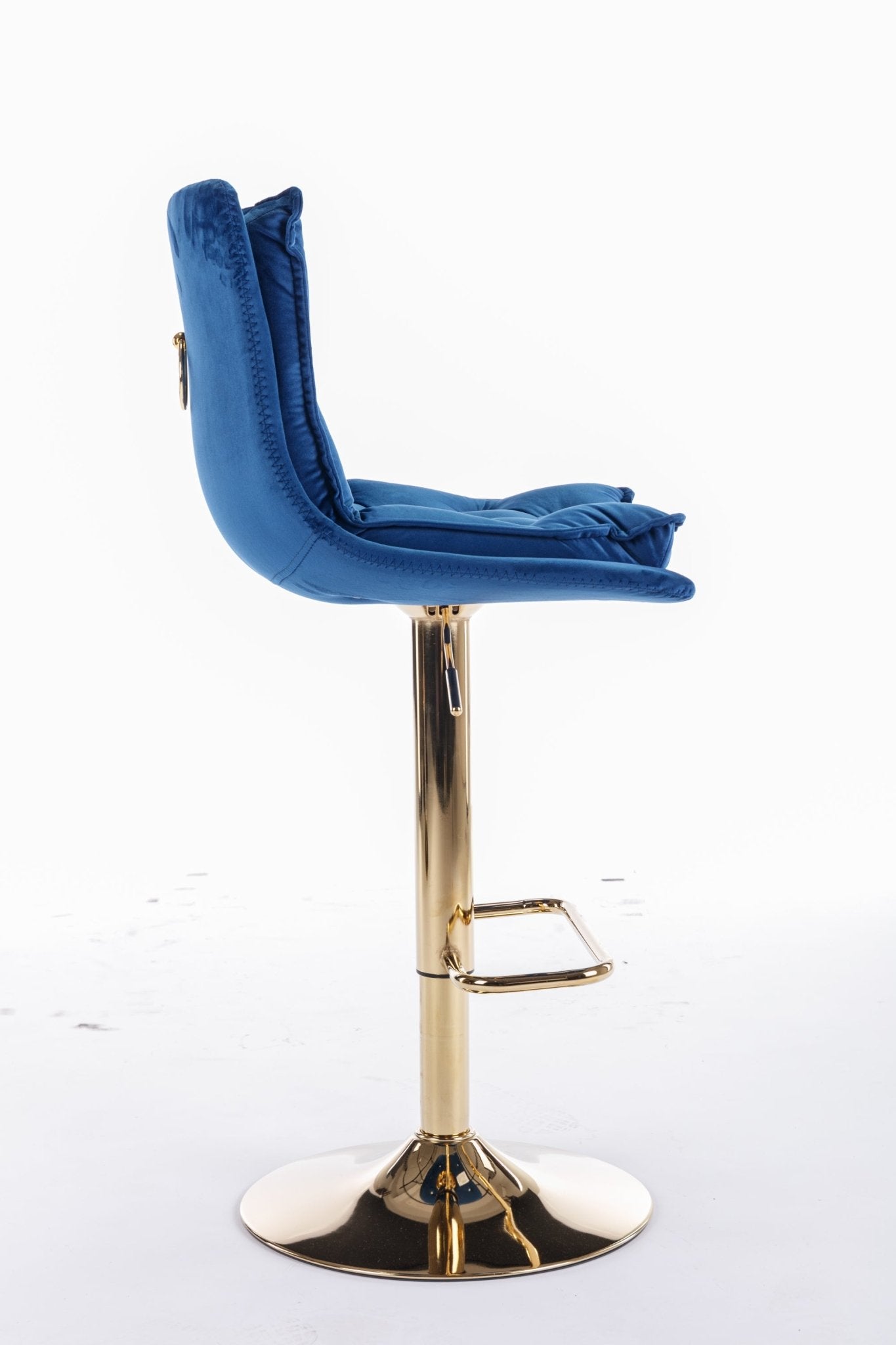 Set of 2 Bar Stools,with Chrome Footrest and Base Swivel Height Adjustable Mechanical Lifting Velvet + Golden Leg Simple Bar Stoo,blue - 1st Choice Furniture Direct
