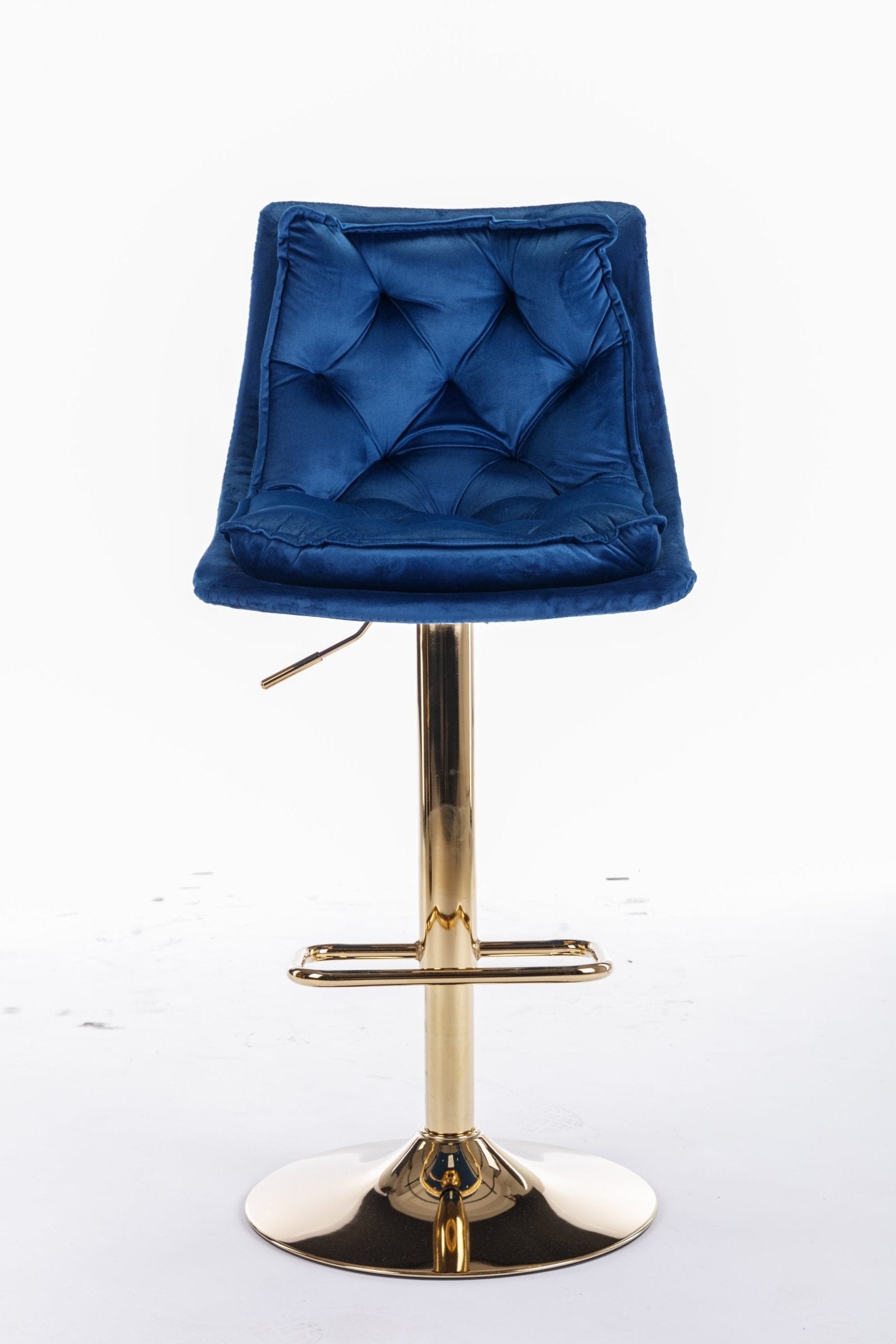 Set of 2 Bar Stools,with Chrome Footrest and Base Swivel Height Adjustable Mechanical Lifting Velvet + Golden Leg Simple Bar Stoo,blue - 1st Choice Furniture Direct