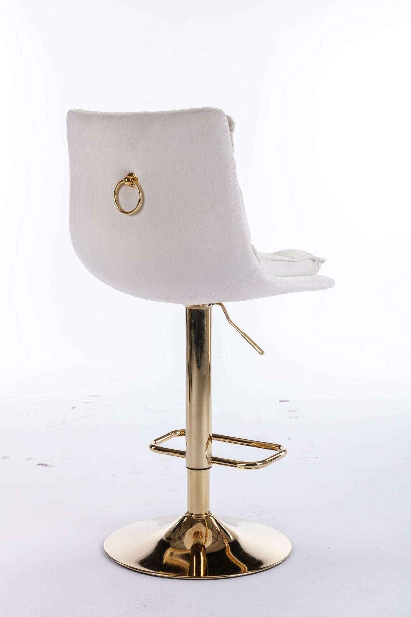 Set of 2 Bar Stools,with Chrome Footrest and Base Swivel Height Adjustable Mechanical Lifting Velvet + Golden Leg Simple Bar Stoo,cream - 1st Choice Furniture Direct