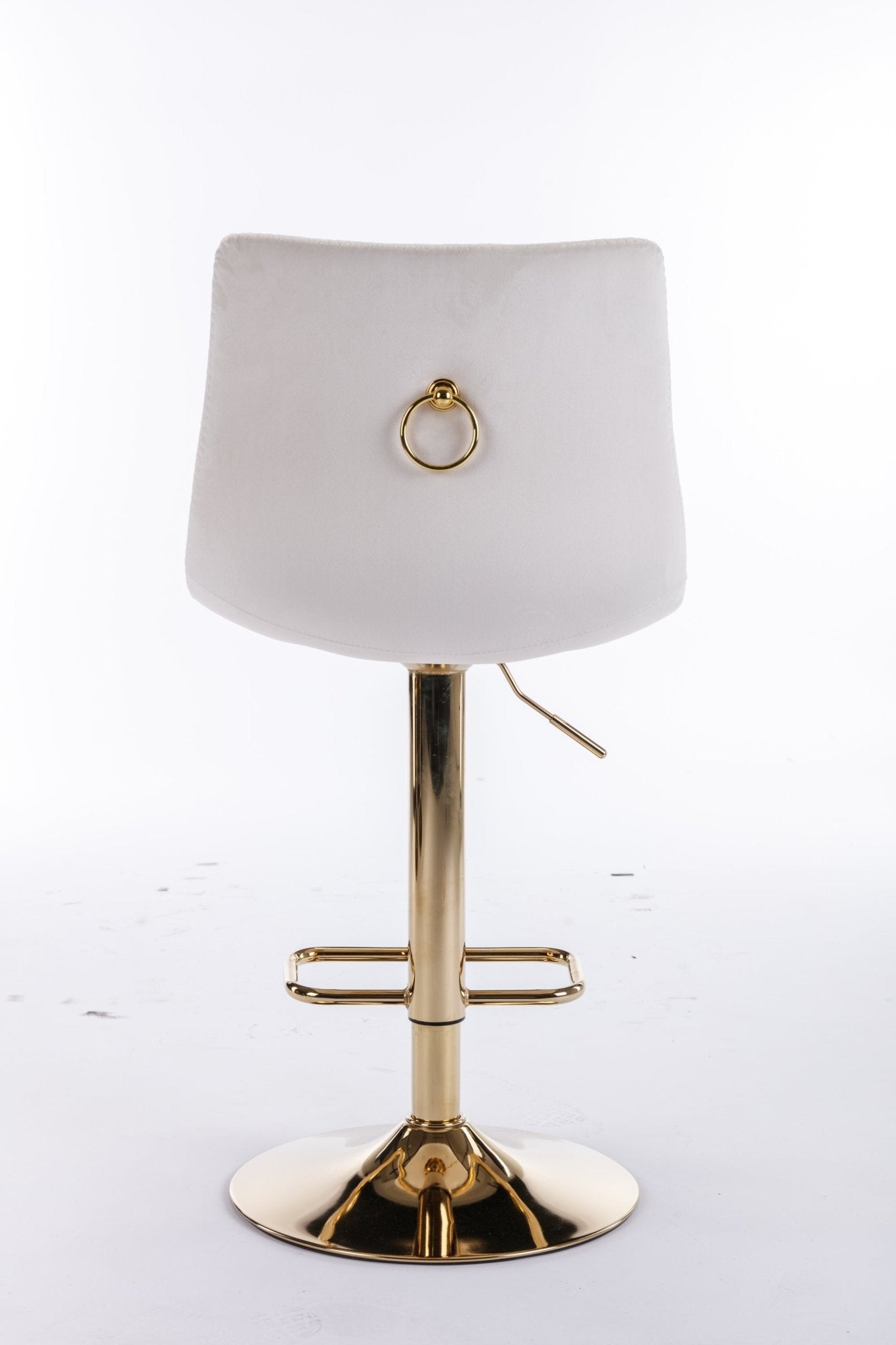 Set of 2 Bar Stools,with Chrome Footrest and Base Swivel Height Adjustable Mechanical Lifting Velvet + Golden Leg Simple Bar Stoo,cream - 1st Choice Furniture Direct